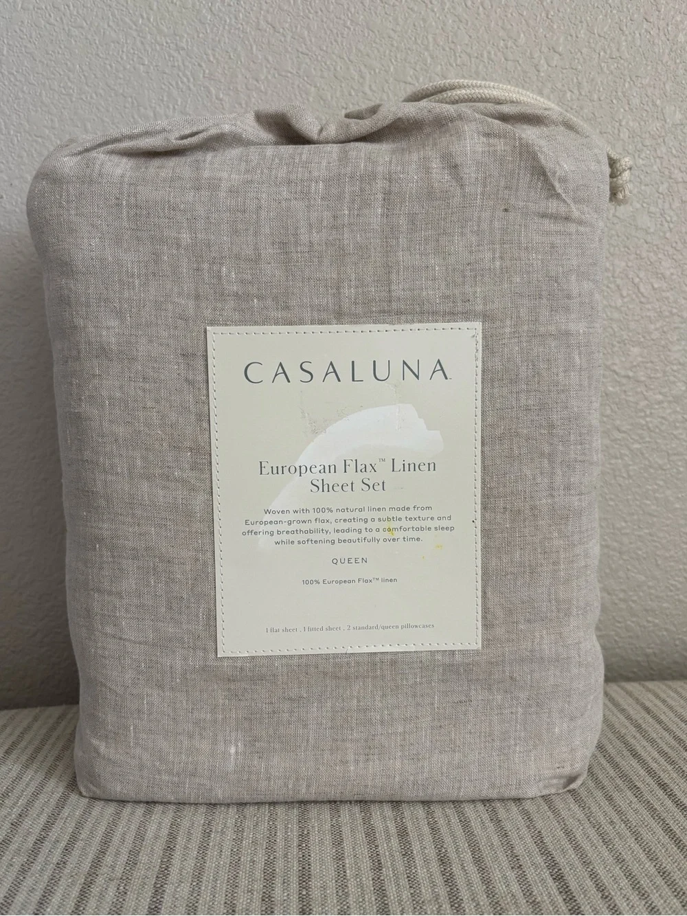 NWT Queen 100% Linen Sheet Set Natural - Casaluna